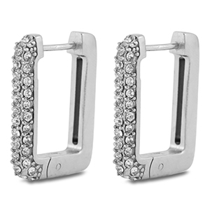 Roestvrij stalen (RVS) Stainless steel oorbellen / creolen rechthoek Silver