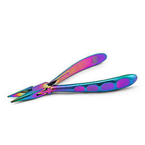 Beadsmith Chroma puntbek tang met veer Rainbow Titanium