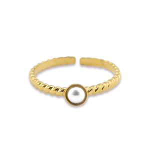 Roestvrij stalen (RVS) Stainless steel ringen parel Gold-white