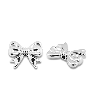 Metallook kralen strik Silver metallic