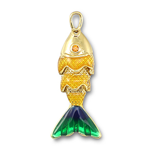 Bedels metaal vis Gold-yellow-blue-green