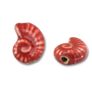 Kralen keramiek schelp Red