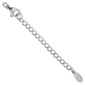 Roestvrij stalen (RVS) stainless steel onderdelen verlengketting set ovaal met karabijnslot Silver