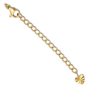 Roestvrij stalen (RVS) stainless steel onderdelen verlengketting set hart met karabijnslot Gold