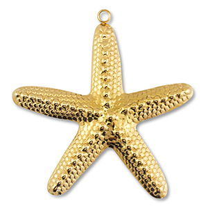 Roestvrij stalen (RVS) Stainless steel hangers zeester Gold