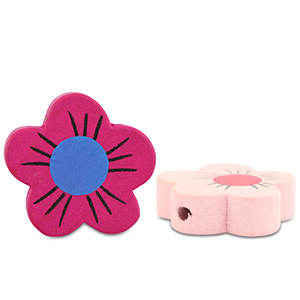 Houten kralen bloem Multicolour