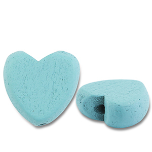 Houten kralen hart Light blue