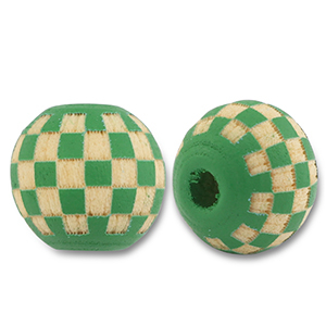 Houten kralen rond 10mm patroon Green-natural
