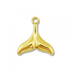 Roestvrij stalen (RVS) Stainless steel bedels staartvin Gold