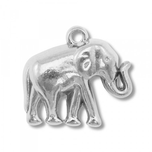 Roestvrij stalen (RVS) Stainless steel bedels olifant Silver