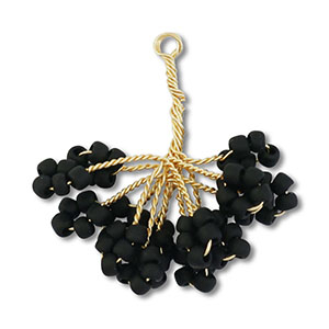 Hangers van glaskralen bloem Gold-black
