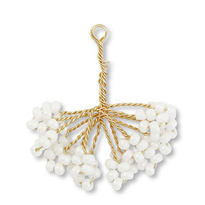 Hangers van glaskralen bloem Gold-white