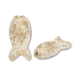 DQ Grieks keramiek kralen vis White-light brown-gold