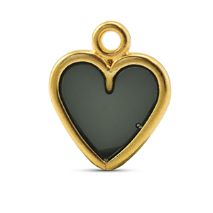 Bedels DQ metaal hart Black-Goud (nikkelvrij)