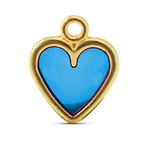 Bedels DQ metaal hart Blue-Goud (nikkelvrij)