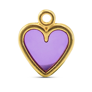 Bedels DQ metaal hart Purple-Goud (nikkelvrij)