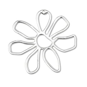 Bedels DQ metaal bloem Antiek zilver (nikkelvrij)