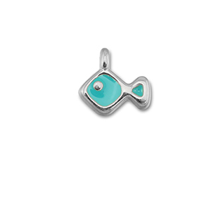 Bedels DQ metaal vis Turquoise blue-Antiek zilver (nikkelvrij)