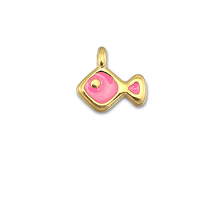 Bedels DQ metaal vis Magenta pink-Goud (nikkelvrij)