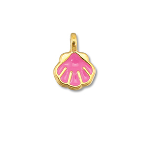 Bedels DQ metaal schelp Magenta pink-Goud (nikkelvrij)