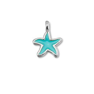 Bedels DQ metaal zeester Turquoise blue-Antiek zilver (nikkelvrij)