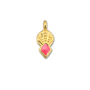 Bedels DQ metaal ruit Coral red-Goud (nikkelvrij)