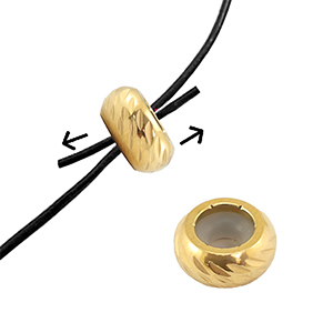 Roestvrij stalen (RVS) Stainless steel onderdelen smart bead stopper met motief 7mm Gold