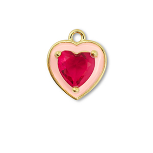 Brass TQ metaal bedels hart Gold-cream pink-berry wine red