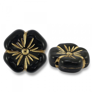 Acryl kralen bloem Black-gold