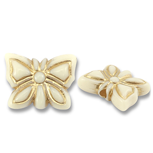 Acryl kralen vlinder Off white-gold