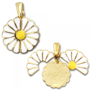 Eco-brass&reg; metaal medaillon bedels bloem / bloem Gold-white-yellow