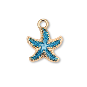 Bedels metaal enamel zeester Gold-blue