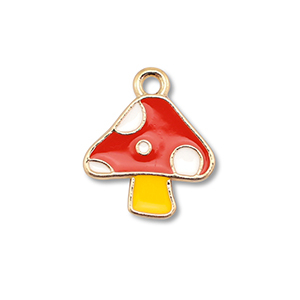 Bedels metaal enamel paddenstoel Gold-red-yellow