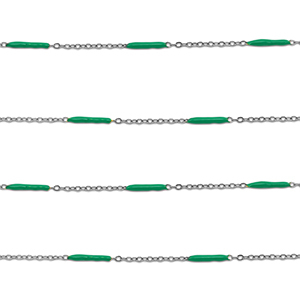 Roestvrij stalen (RVS) Stainless steel onderdelen jasseron met staaf Silver-green