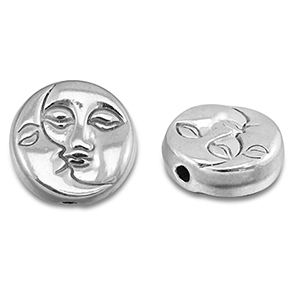 Roestvrij stalen (RVS) Stainless steel kralen maan & zon Silver