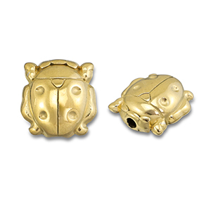 Roestvrij stalen (RVS) Stainless steel kralen lieveheersbeestje Gold