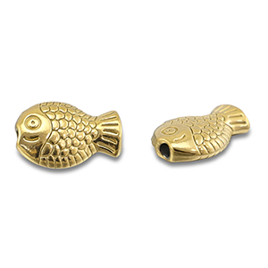 Roestvrij stalen (RVS) Stainless steel kralen vis Gold
