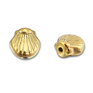 Roestvrij stalen (RVS) Stainless steel kralen schelp Gold