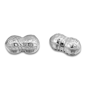 Roestvrij stalen (RVS) Stainless steel kralen pinda Silver