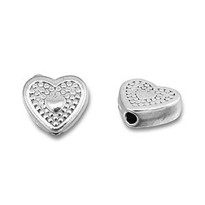 Roestvrij stalen (RVS) Stainless steel kralen hart Silver
