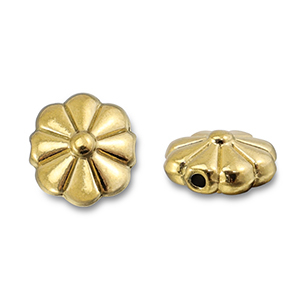Roestvrij stalen (RVS) Stainless steel kralen bloem Gold
