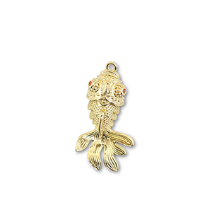 Brass TQ metaal bedels vis Gold-orange