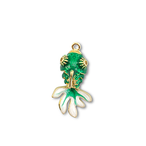 Eco-brass&reg; metaal bedels vis Gold-green-white
