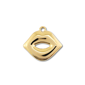 Roestvrij stalen (RVS) Stainless steel bedels kiss Gold