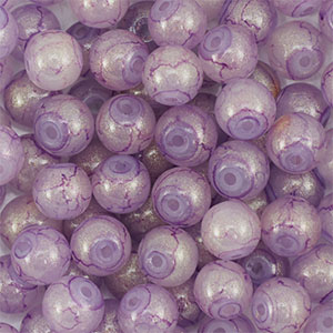 8 mm glaskralen met glitters Purple-gold