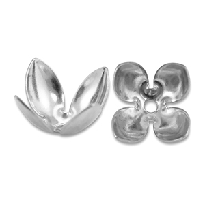 Roestvrij stalen (RVS) Stainless steel onderdelen kralenkap bloem Silver