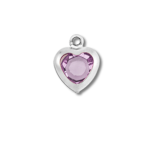 Roestvrij stalen (RVS) Stainless steel bedels hart Silver-light pink