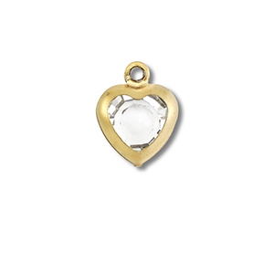Roestvrij stalen (RVS) Stainless steel bedels hart Gold-transparent