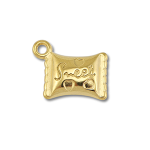 Roestvrij stalen (RVS) Stainless steel bedels snoepje Gold