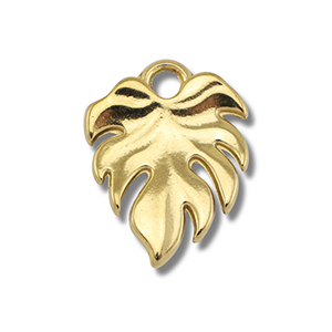Roestvrij stalen (RVS) Stainless steel bedels blad Gold